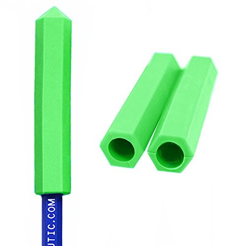ARKs KryptoBite Pencil Topper Chewable Tubes Made in The USA 3 Pack of Xtra Tough for Moderate Chewing Lime Green